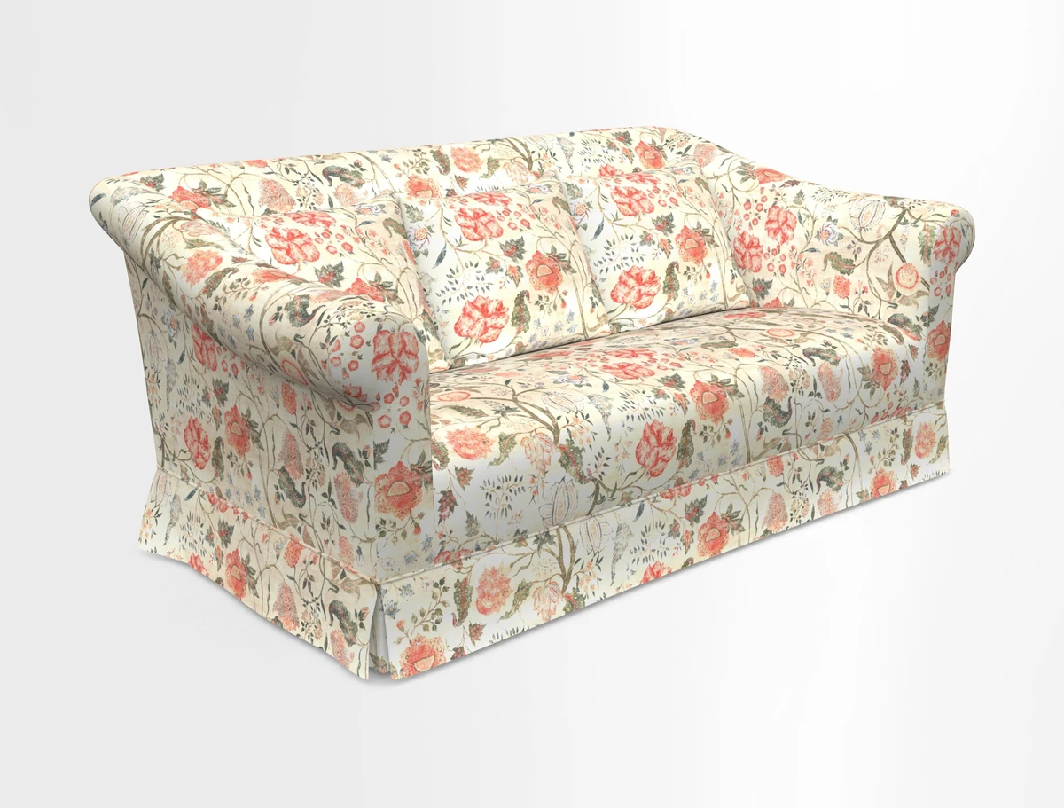 Turnberry 3 seater sofa in Contour Lines Berry with scatters in Frond Stripe Small Berry