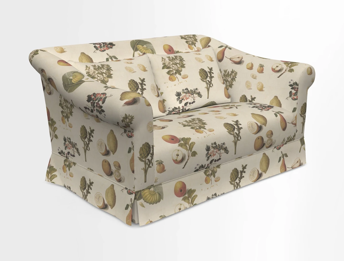 Turnberry 3 seater sofa in Contour Lines Berry with scatters in Frond Stripe Small Berry