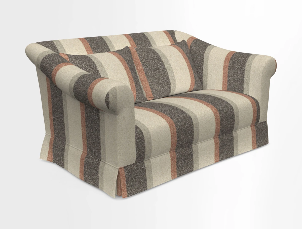 Turnberry 3 seater sofa in Contour Lines Berry with scatters in Frond Stripe Small Berry