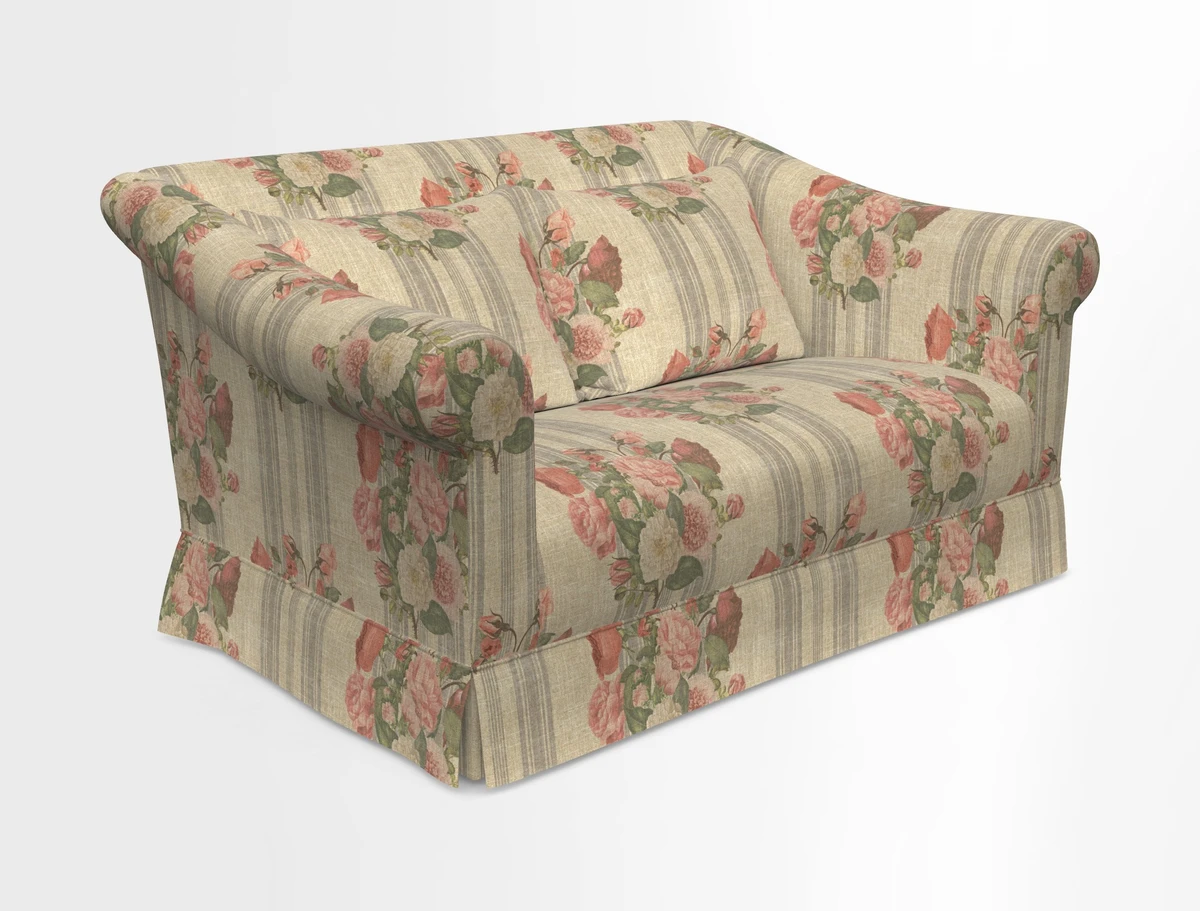 Turnberry 3 seater sofa in Contour Lines Berry with scatters in Frond Stripe Small Berry
