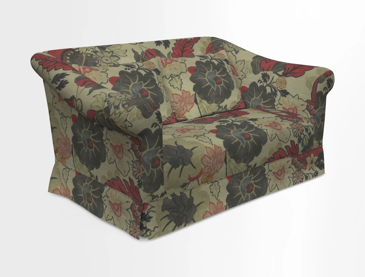 Turnberry 3 seater sofa in Contour Lines Berry with scatters in Frond Stripe Small Berry
