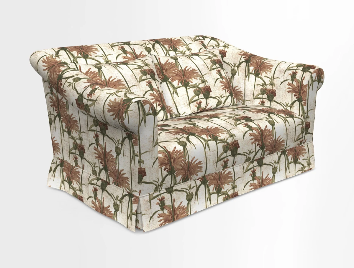 Turnberry 3 seater sofa in Contour Lines Berry with scatters in Frond Stripe Small Berry