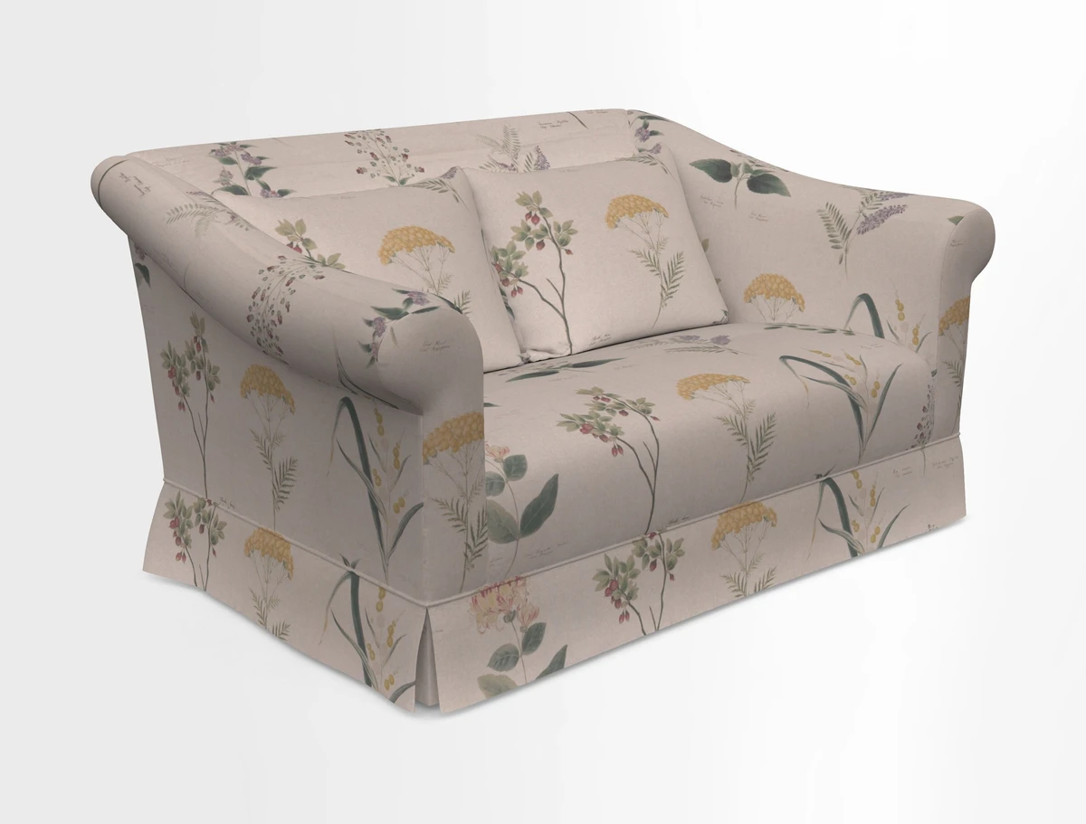 Turnberry 3 seater sofa in Contour Lines Berry with scatters in Frond Stripe Small Berry