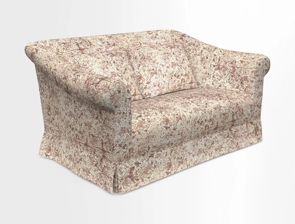 Turnberry 3 seater sofa in Contour Lines Berry with scatters in Frond Stripe Small Berry