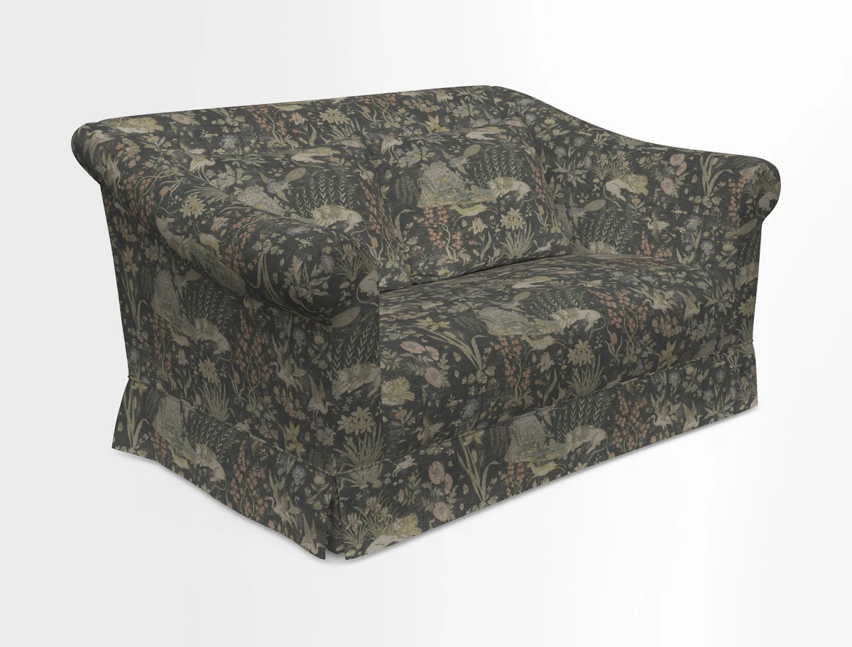 Turnberry 3 seater sofa in Contour Lines Berry with scatters in Frond Stripe Small Berry