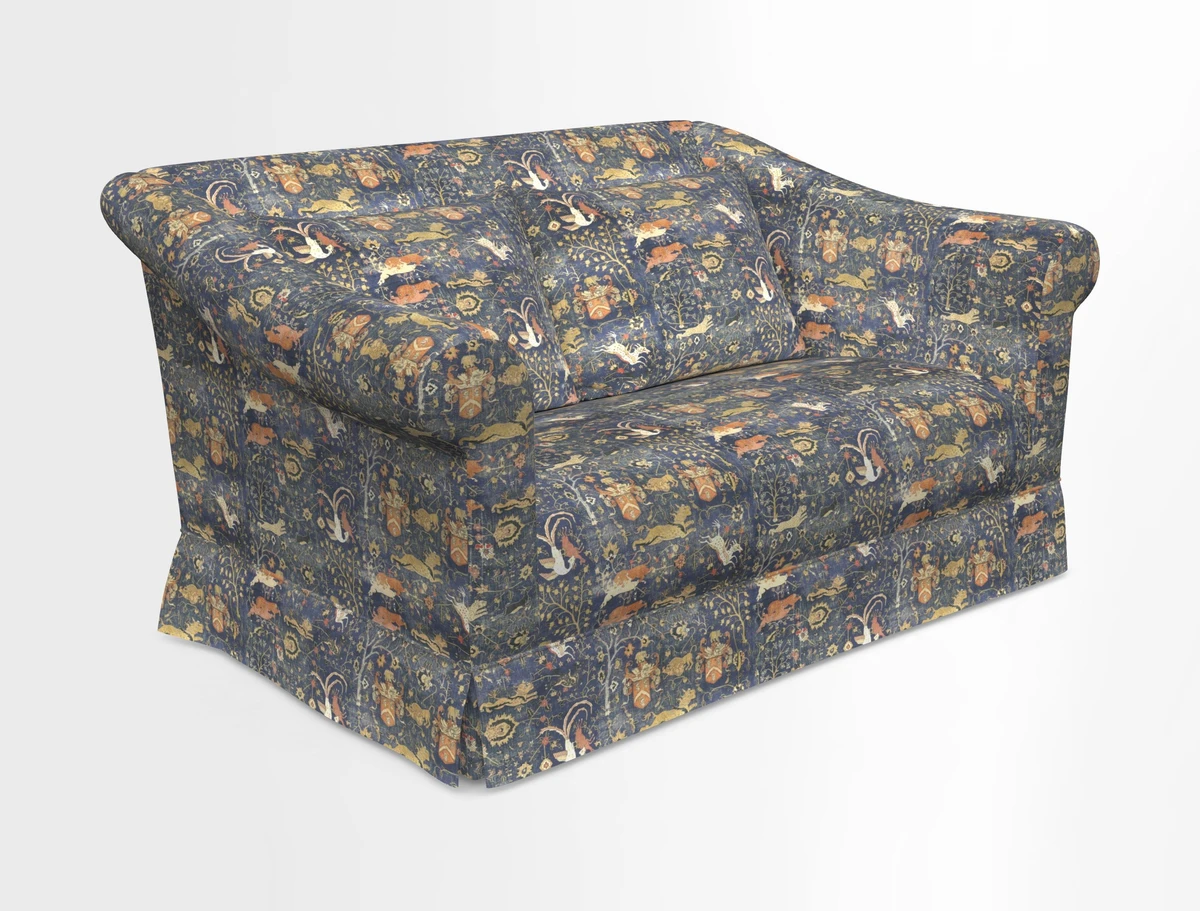 Turnberry 3 seater sofa in Contour Lines Berry with scatters in Frond Stripe Small Berry