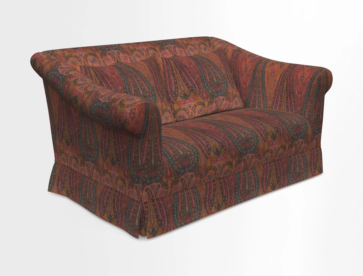 Turnberry 3 seater sofa in Contour Lines Berry with scatters in Frond Stripe Small Berry