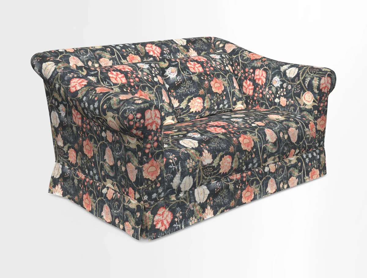 Turnberry 3 seater sofa in Contour Lines Berry with scatters in Frond Stripe Small Berry