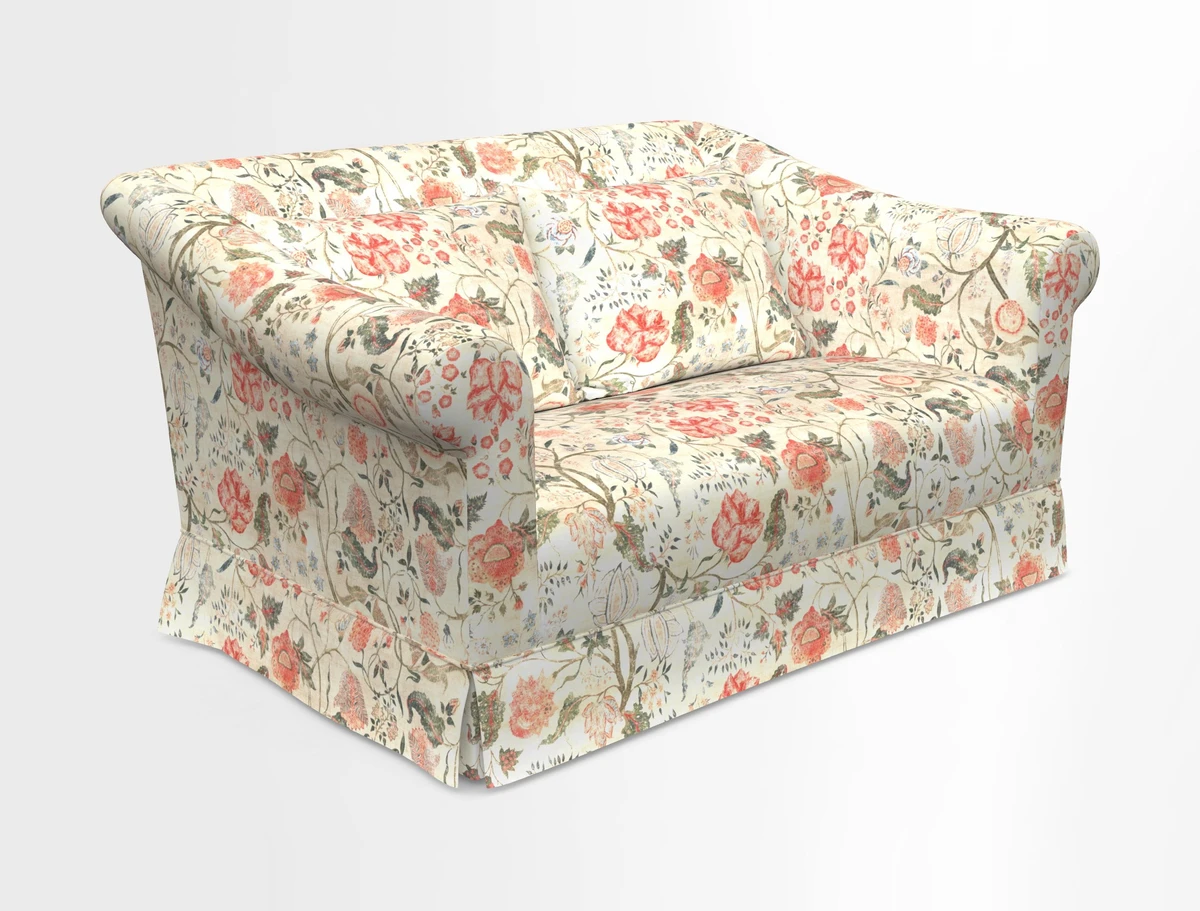 Turnberry 3 seater sofa in Contour Lines Berry with scatters in Frond Stripe Small Berry