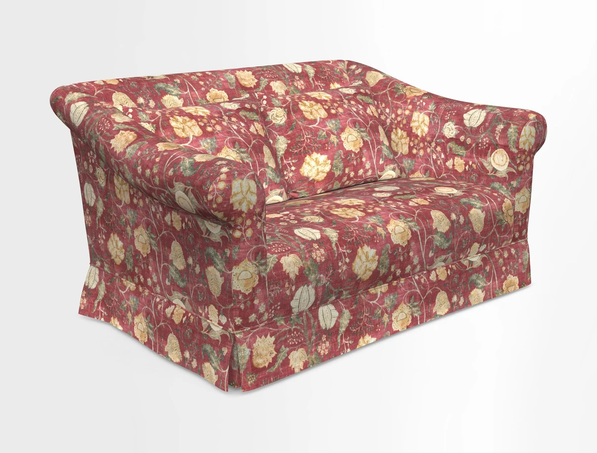 Turnberry 3 seater sofa in Contour Lines Berry with scatters in Frond Stripe Small Berry