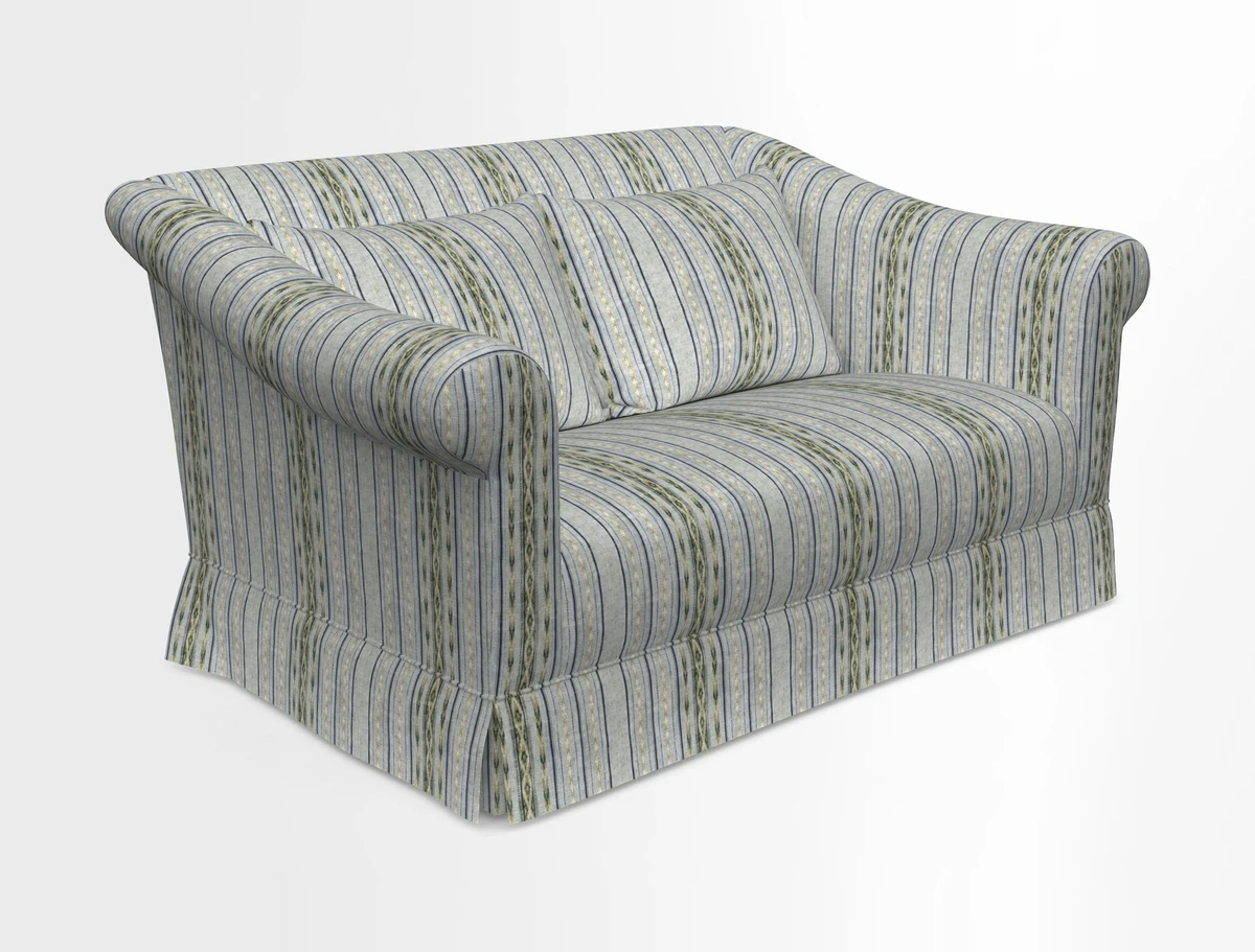 Turnberry 3 seater sofa in Contour Lines Berry with scatters in Frond Stripe Small Berry