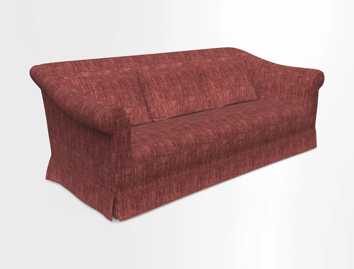 Turnberry 3 seater sofa in Contour Lines Berry with scatters in Frond Stripe Small Berry