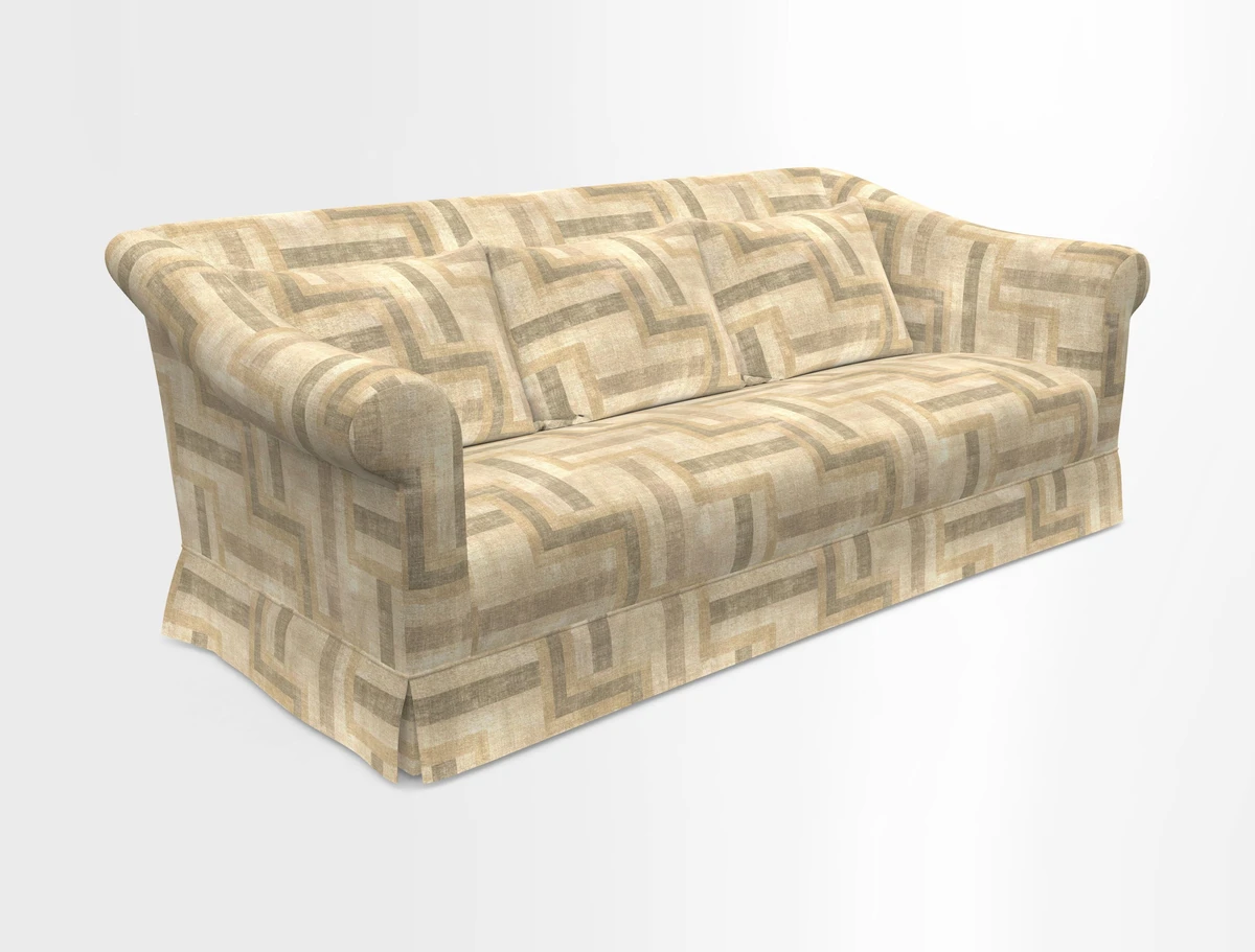 Turnberry 3 seater sofa in Contour Lines Berry with scatters in Frond Stripe Small Berry