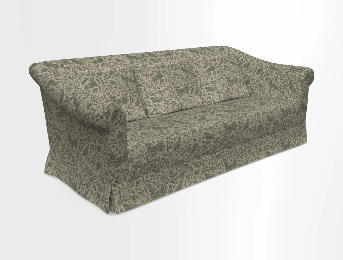 Turnberry 3 seater sofa in Contour Lines Berry with scatters in Frond Stripe Small Berry