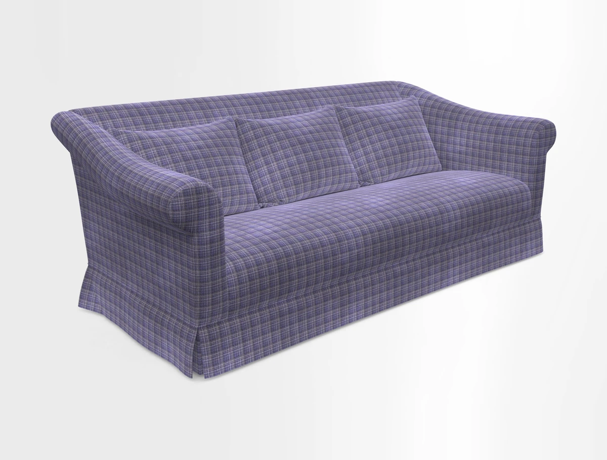Turnberry 3 seater sofa in Contour Lines Berry with scatters in Frond Stripe Small Berry