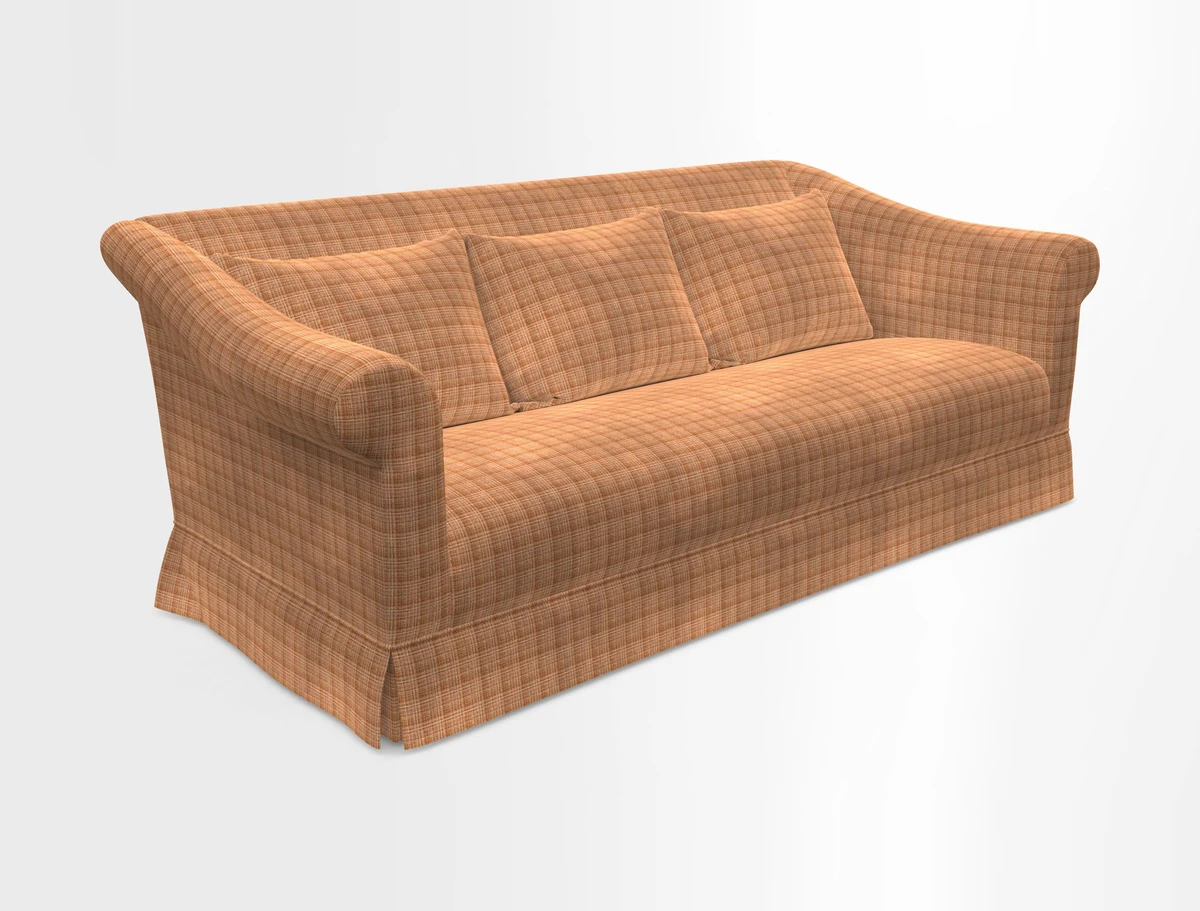 Turnberry 3 seater sofa in Contour Lines Berry with scatters in Frond Stripe Small Berry