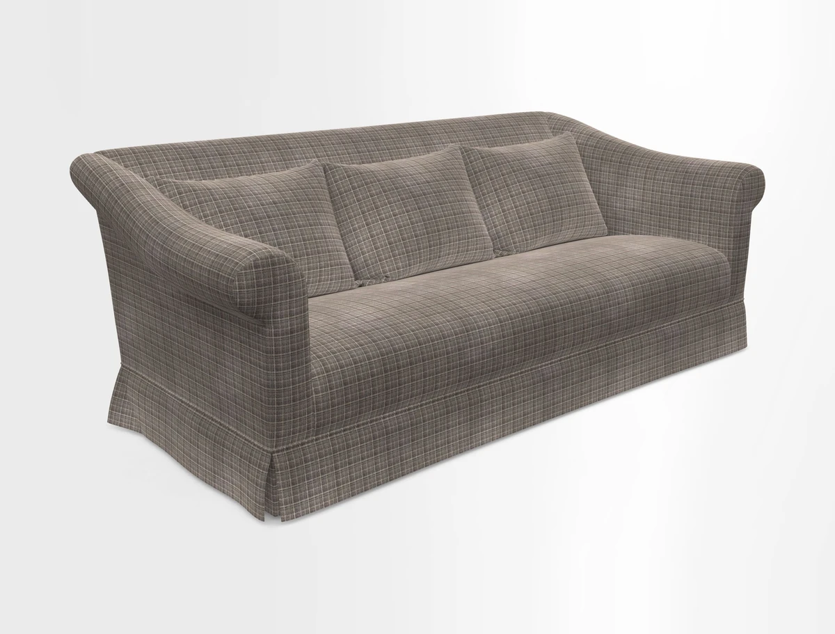 Turnberry 3 seater sofa in Contour Lines Berry with scatters in Frond Stripe Small Berry