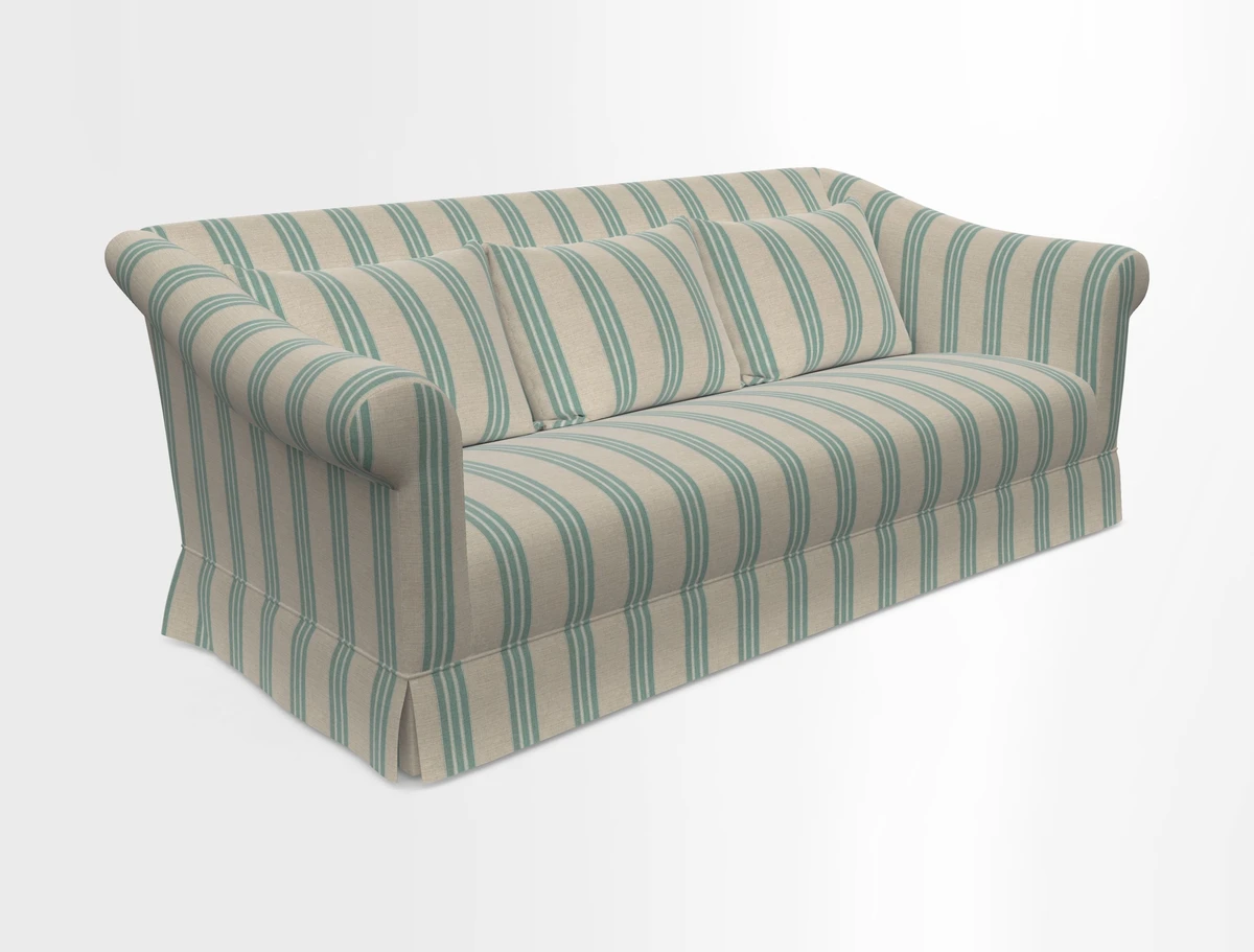 Turnberry 3 seater sofa in Contour Lines Berry with scatters in Frond Stripe Small Berry
