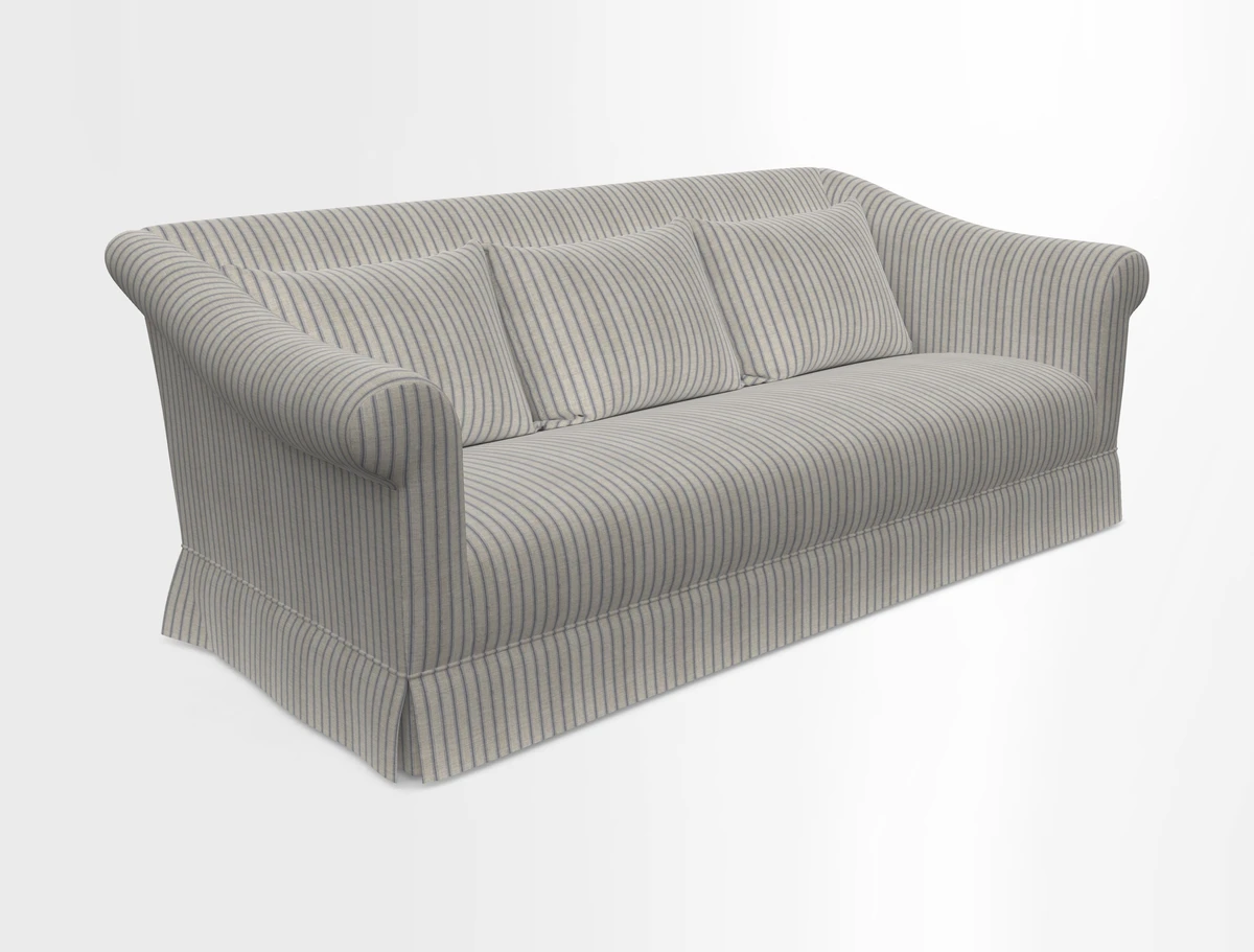 Turnberry 3 seater sofa in Contour Lines Berry with scatters in Frond Stripe Small Berry