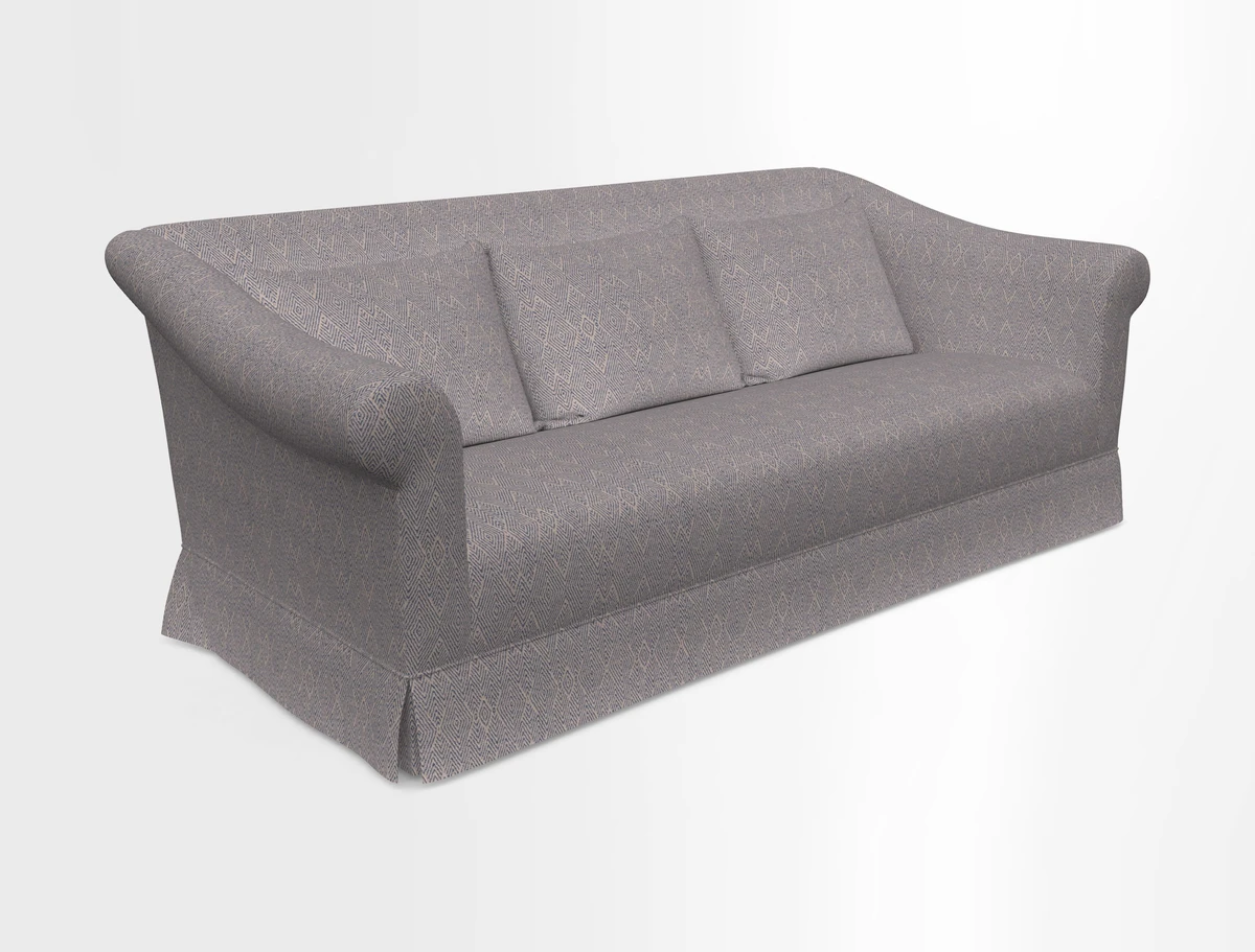 Turnberry 3 seater sofa in Contour Lines Berry with scatters in Frond Stripe Small Berry
