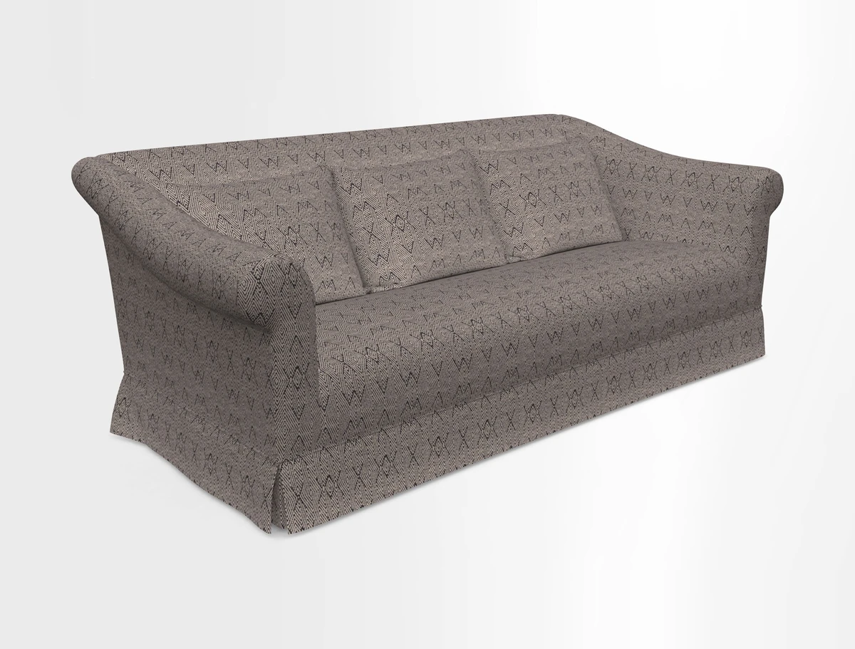 Turnberry 3 seater sofa in Contour Lines Berry with scatters in Frond Stripe Small Berry