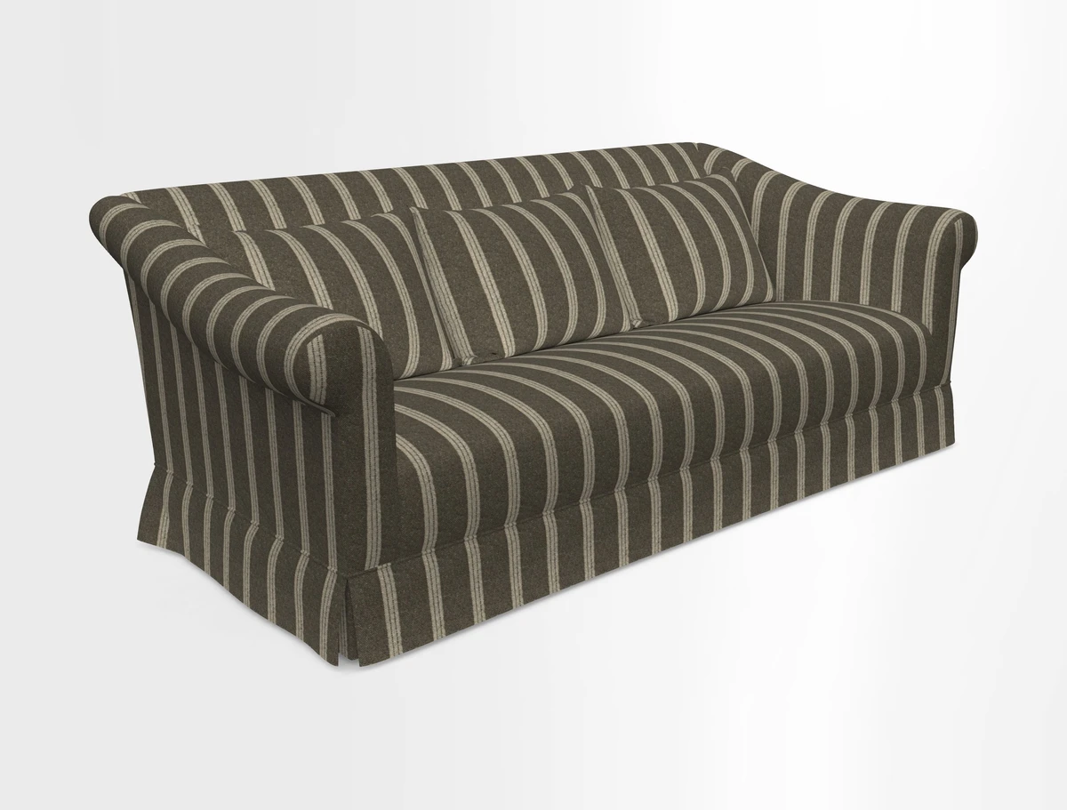 Turnberry 3 seater sofa in Contour Lines Berry with scatters in Frond Stripe Small Berry