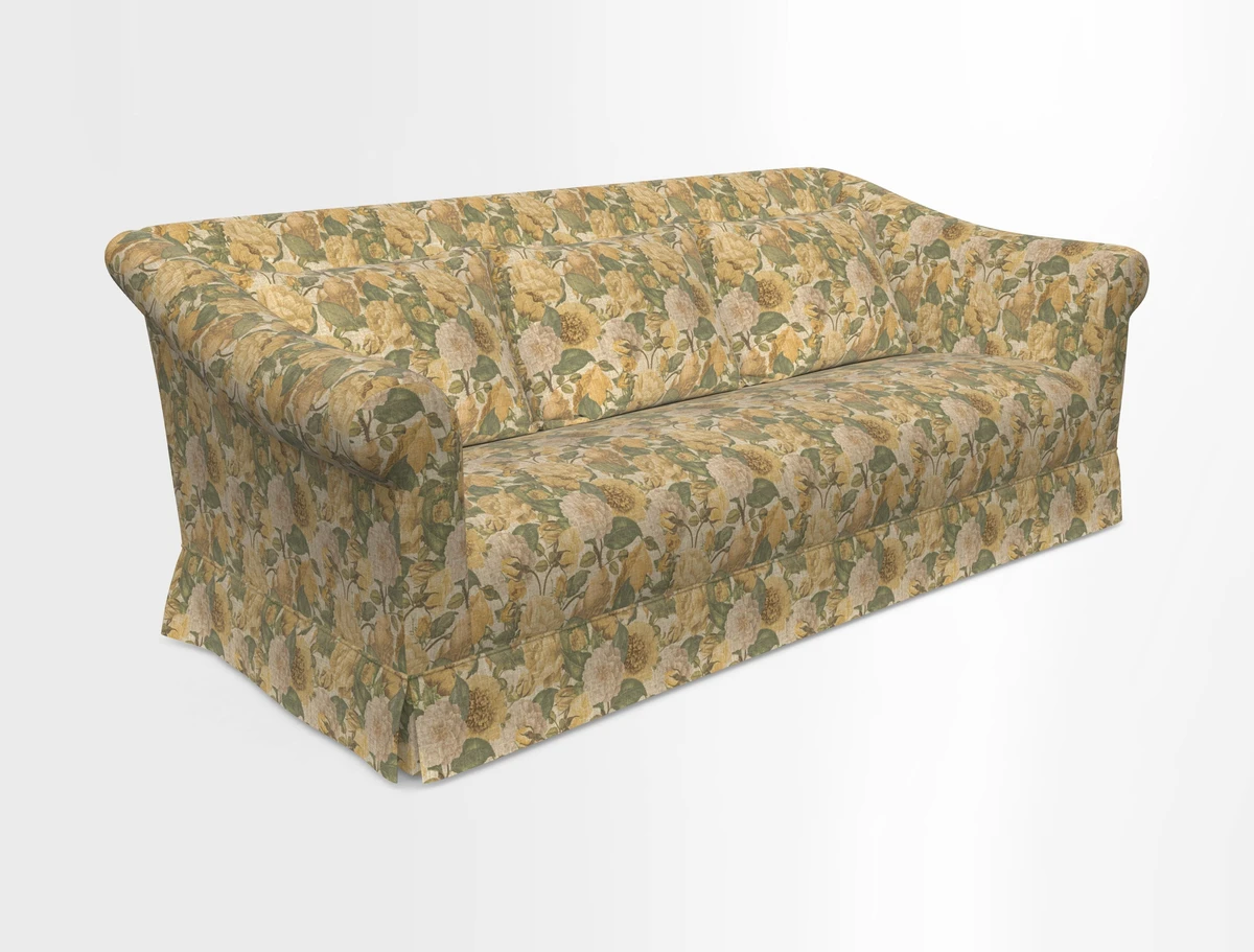 Turnberry 3 seater sofa in Contour Lines Berry with scatters in Frond Stripe Small Berry
