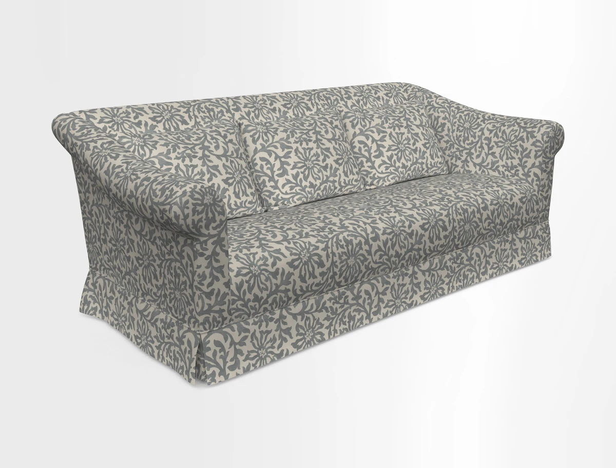 Turnberry 3 seater sofa in Contour Lines Berry with scatters in Frond Stripe Small Berry