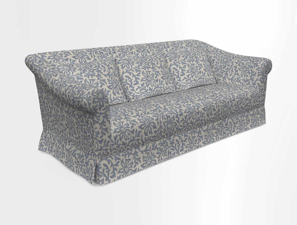 Turnberry 3 seater sofa in Contour Lines Berry with scatters in Frond Stripe Small Berry