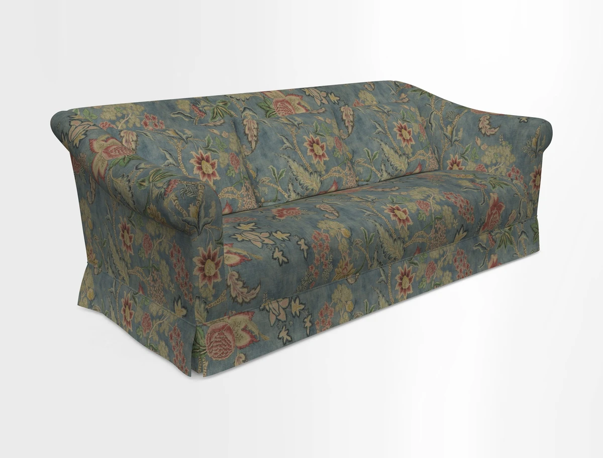 Turnberry 3 seater sofa in Contour Lines Berry with scatters in Frond Stripe Small Berry