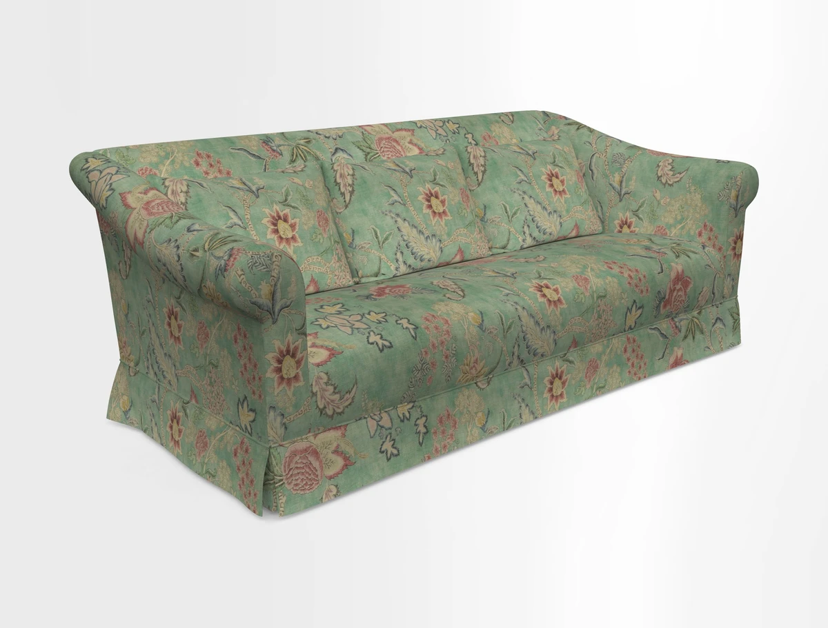 Turnberry 3 seater sofa in Contour Lines Berry with scatters in Frond Stripe Small Berry