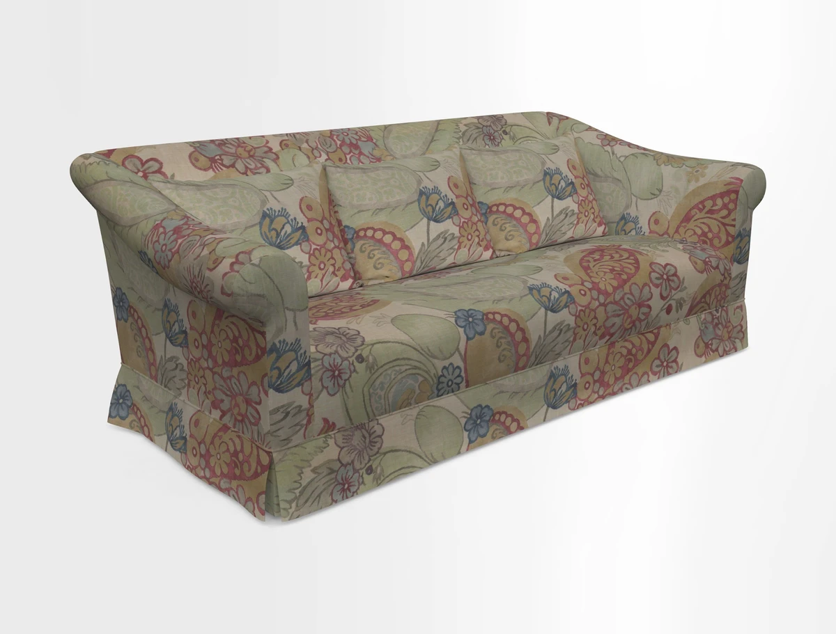 Turnberry 3 seater sofa in Contour Lines Berry with scatters in Frond Stripe Small Berry