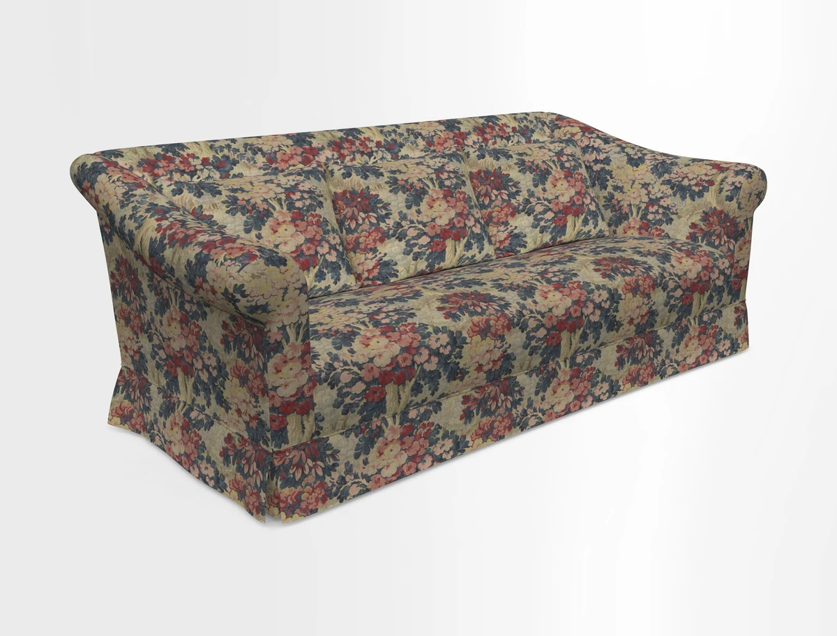 Turnberry 3 seater sofa in Contour Lines Berry with scatters in Frond Stripe Small Berry