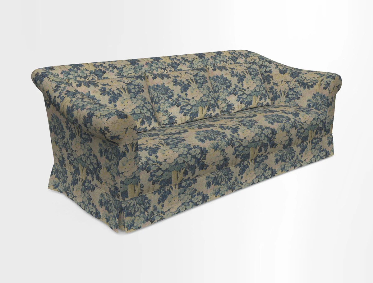 Turnberry 3 seater sofa in Contour Lines Berry with scatters in Frond Stripe Small Berry