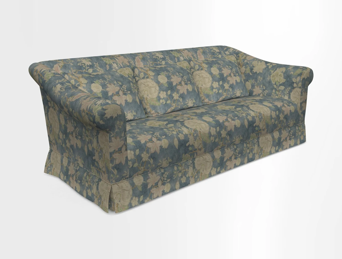 Turnberry 3 seater sofa in Contour Lines Berry with scatters in Frond Stripe Small Berry