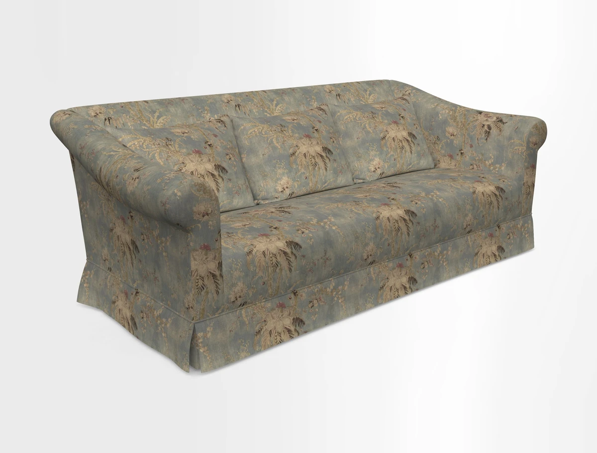 Turnberry 3 seater sofa in Contour Lines Berry with scatters in Frond Stripe Small Berry