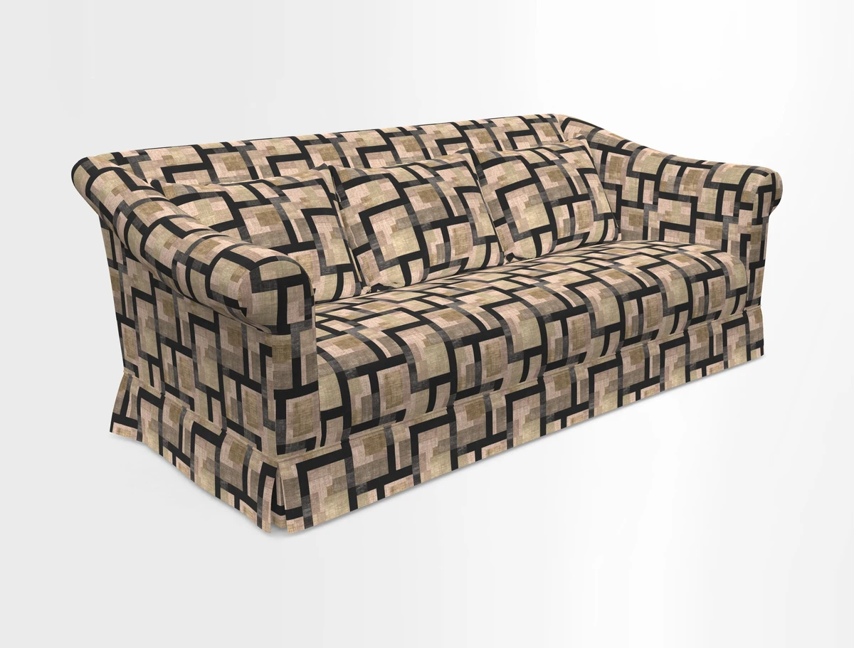 Turnberry 3 seater sofa in Contour Lines Berry with scatters in Frond Stripe Small Berry