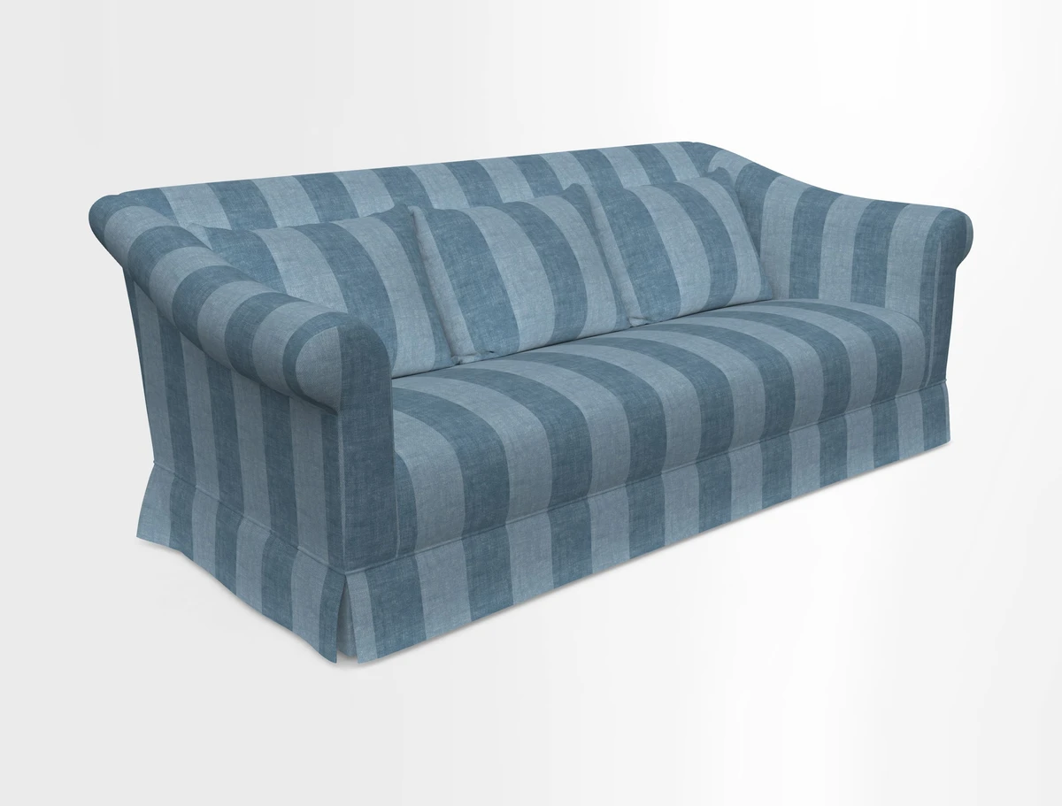 Turnberry 3 seater sofa in Contour Lines Berry with scatters in Frond Stripe Small Berry