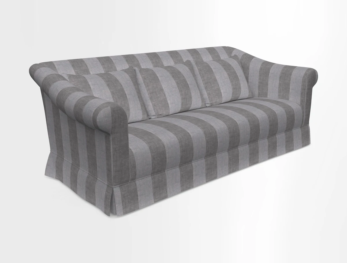 Turnberry 3 seater sofa in Contour Lines Berry with scatters in Frond Stripe Small Berry