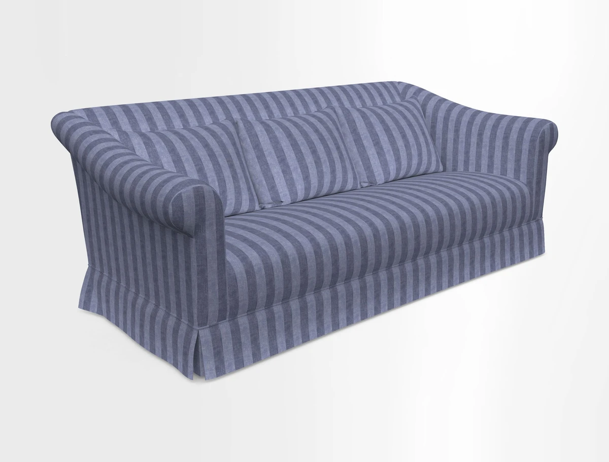 Turnberry 3 seater sofa in Contour Lines Berry with scatters in Frond Stripe Small Berry