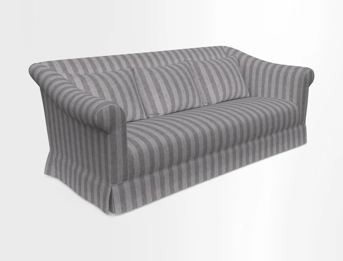 Turnberry 3 seater sofa in Contour Lines Berry with scatters in Frond Stripe Small Berry