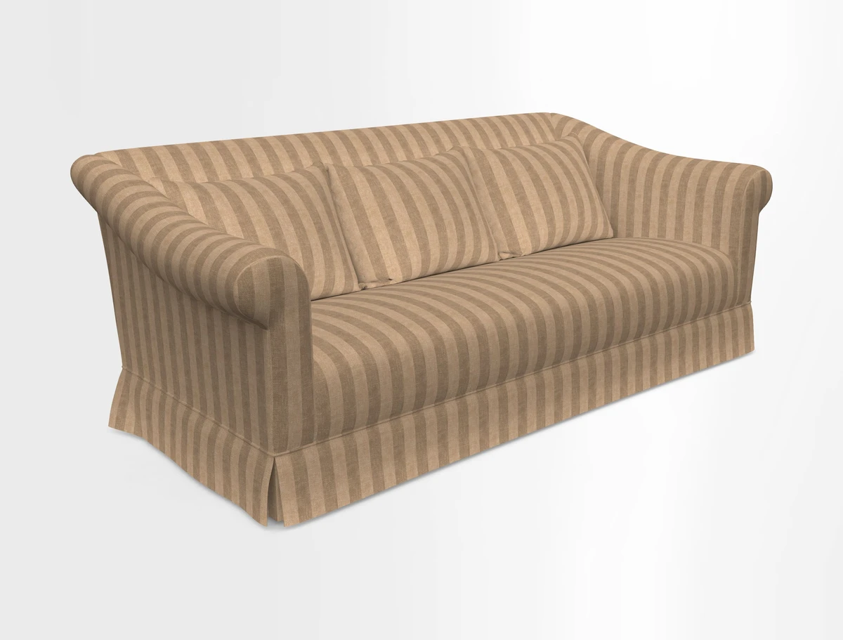 Turnberry 3 seater sofa in Contour Lines Berry with scatters in Frond Stripe Small Berry