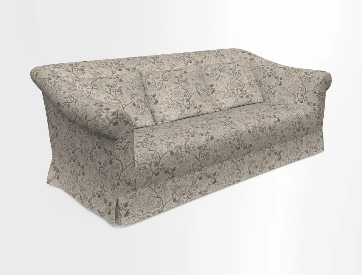 Turnberry 3 seater sofa in Contour Lines Berry with scatters in Frond Stripe Small Berry