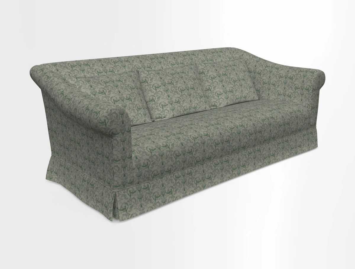 Turnberry 3 seater sofa in Contour Lines Berry with scatters in Frond Stripe Small Berry