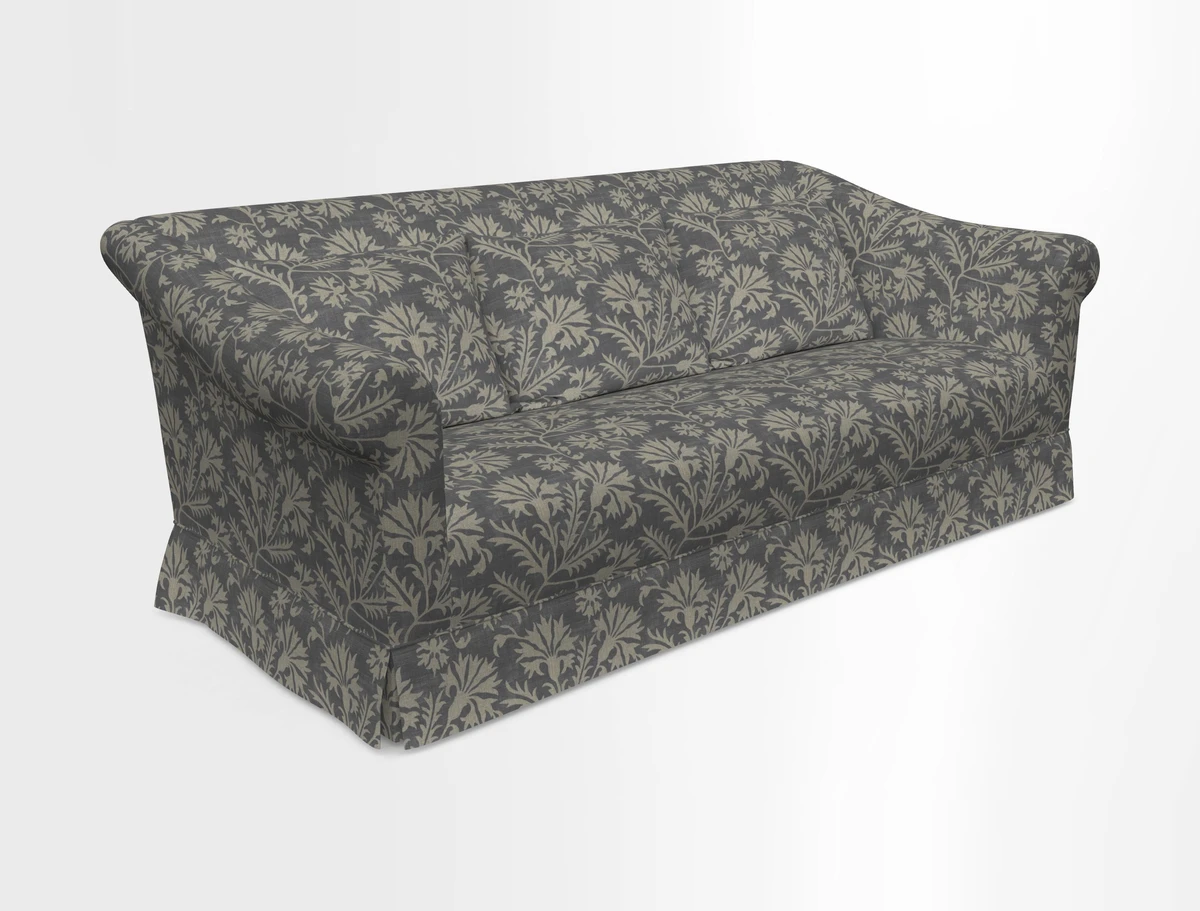 Turnberry 3 seater sofa in Contour Lines Berry with scatters in Frond Stripe Small Berry