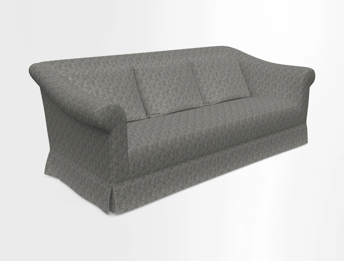 Turnberry 3 seater sofa in Contour Lines Berry with scatters in Frond Stripe Small Berry