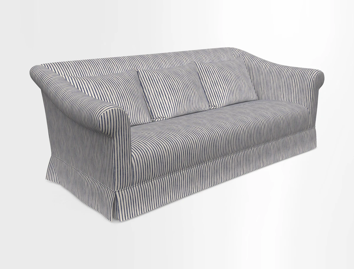 Turnberry 3 seater sofa in Contour Lines Berry with scatters in Frond Stripe Small Berry