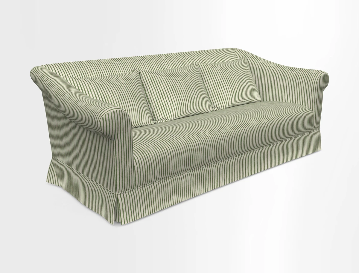 Turnberry 3 seater sofa in Contour Lines Berry with scatters in Frond Stripe Small Berry