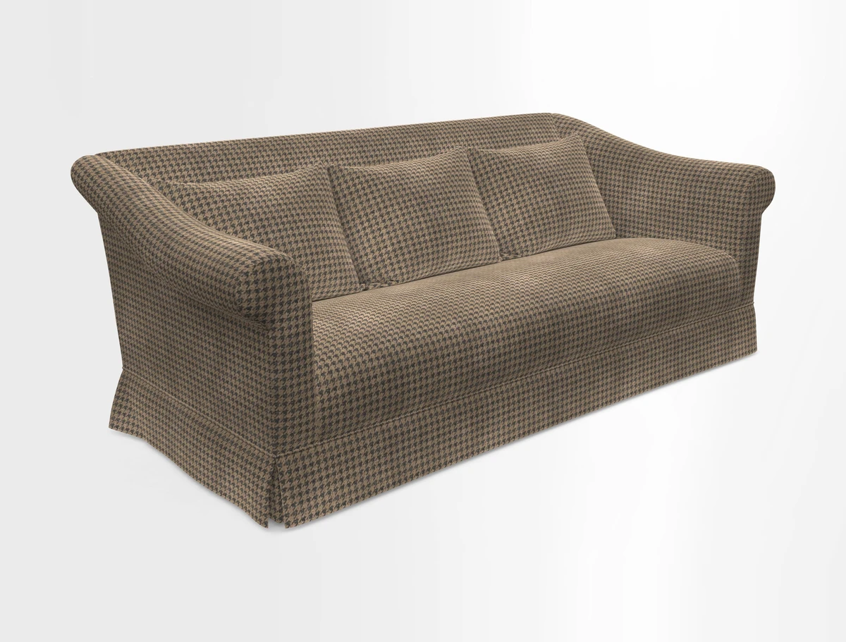 Turnberry 3 seater sofa in Contour Lines Berry with scatters in Frond Stripe Small Berry