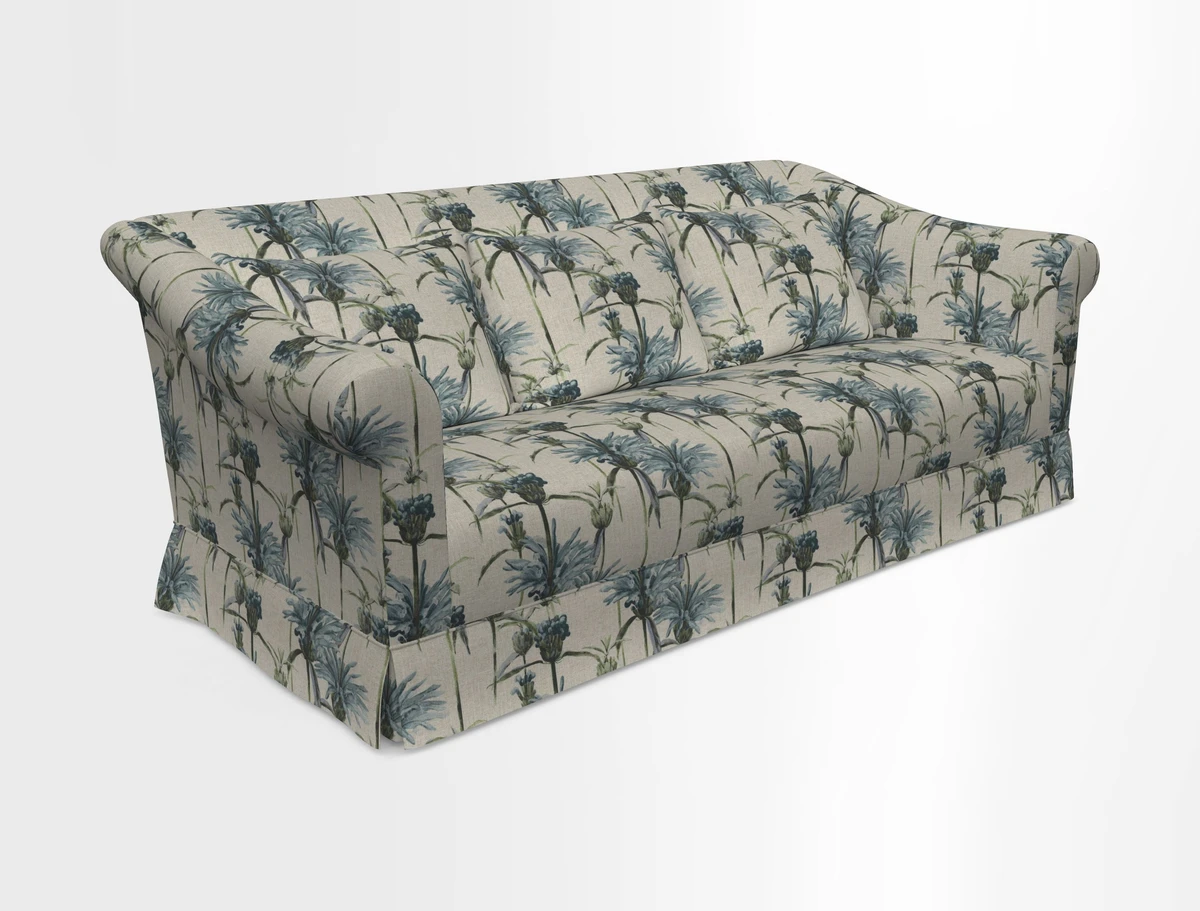 Turnberry 3 seater sofa in Contour Lines Berry with scatters in Frond Stripe Small Berry